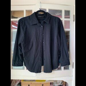 Eshakti black knit Button-Down Blouse with 3/4 sleeves